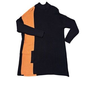 Black and orange knitted turtleneck dress or tunic 
Size L